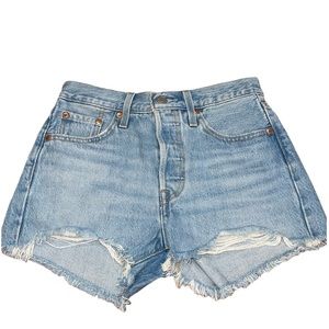 Levi's 501 Original Denim Shorts. Light distressing